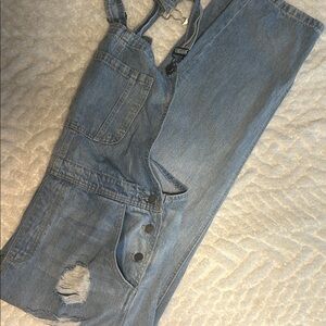 Casual Light Blue Denim Overalls for Women